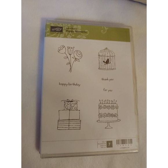 Stampin up Happy Moments set of 7 stamps unmounted Pre-owned - Picture 1 of 3